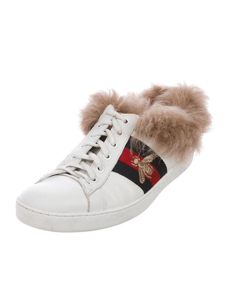 gucci cat ace sneakers|Gucci ace sneakers with fur.